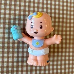 Fisher Price Little People Baby w Blue Bottle Blonde Hair Mattel 2019 Toy